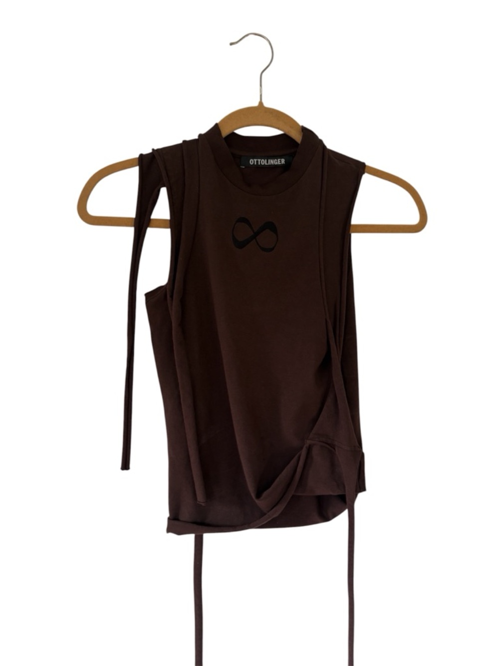 Ottolinger Strappy Jersey Top in Dark Brown wash